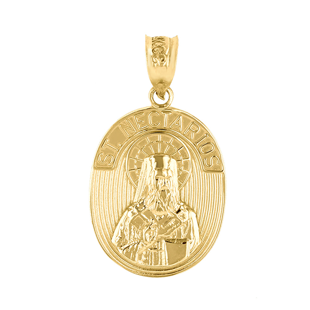 Solid Gold Saint Nectarios of Aegina Greek Orthodox Engravable Pendant Necklace, view 8