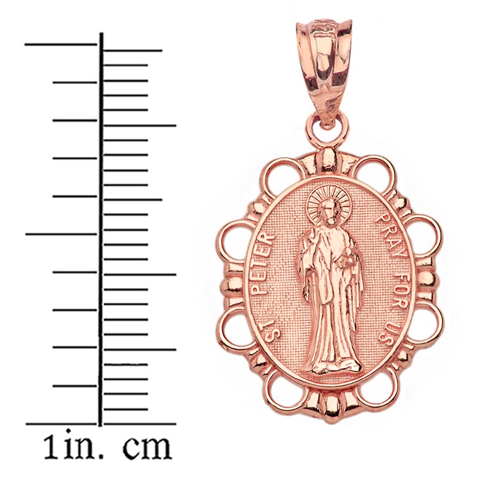 Solid Gold Saint Peter Pendant Necklace, view 6