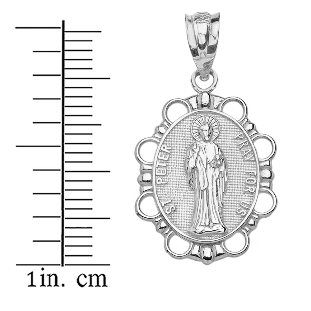 Solid Gold Saint Peter Pendant Necklace, view 9