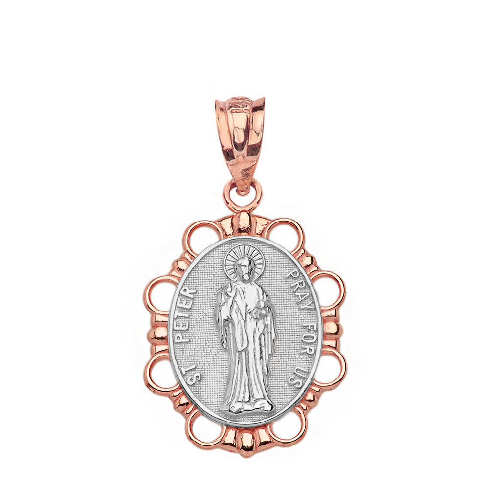 Solid Gold Saint Peter Pendant Necklace, view 13