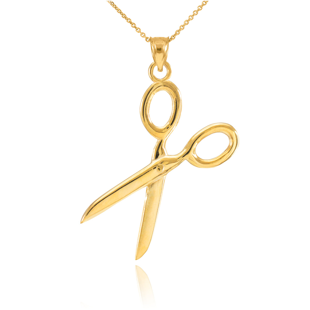 Solid Gold Scissors Pendant Necklace