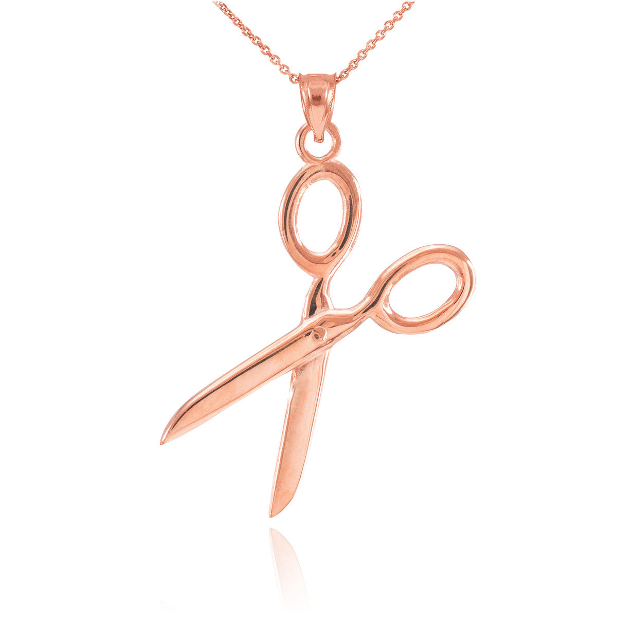 Solid Gold Scissors Pendant Necklace, view 2