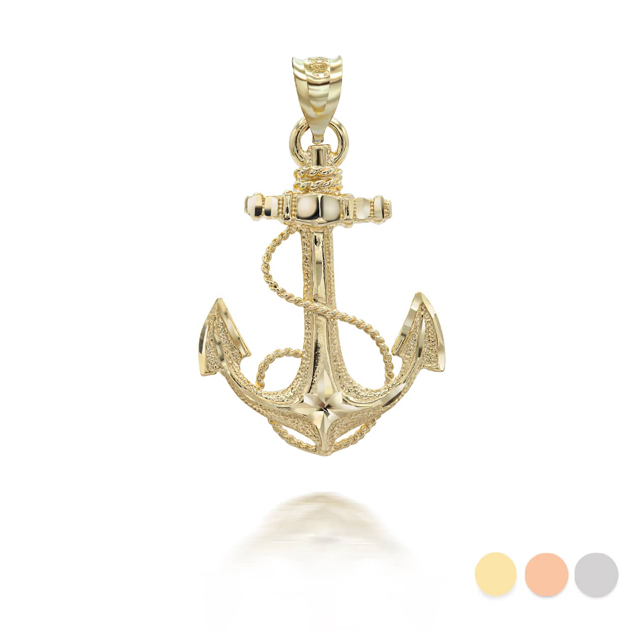 Solid Gold Sea Anchor Pendant Necklace