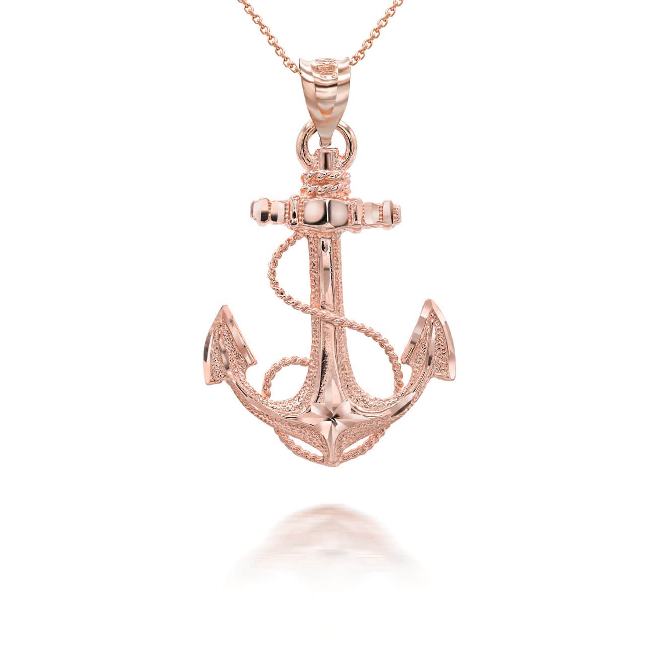 Solid Gold Sea Anchor Pendant Necklace, view 3