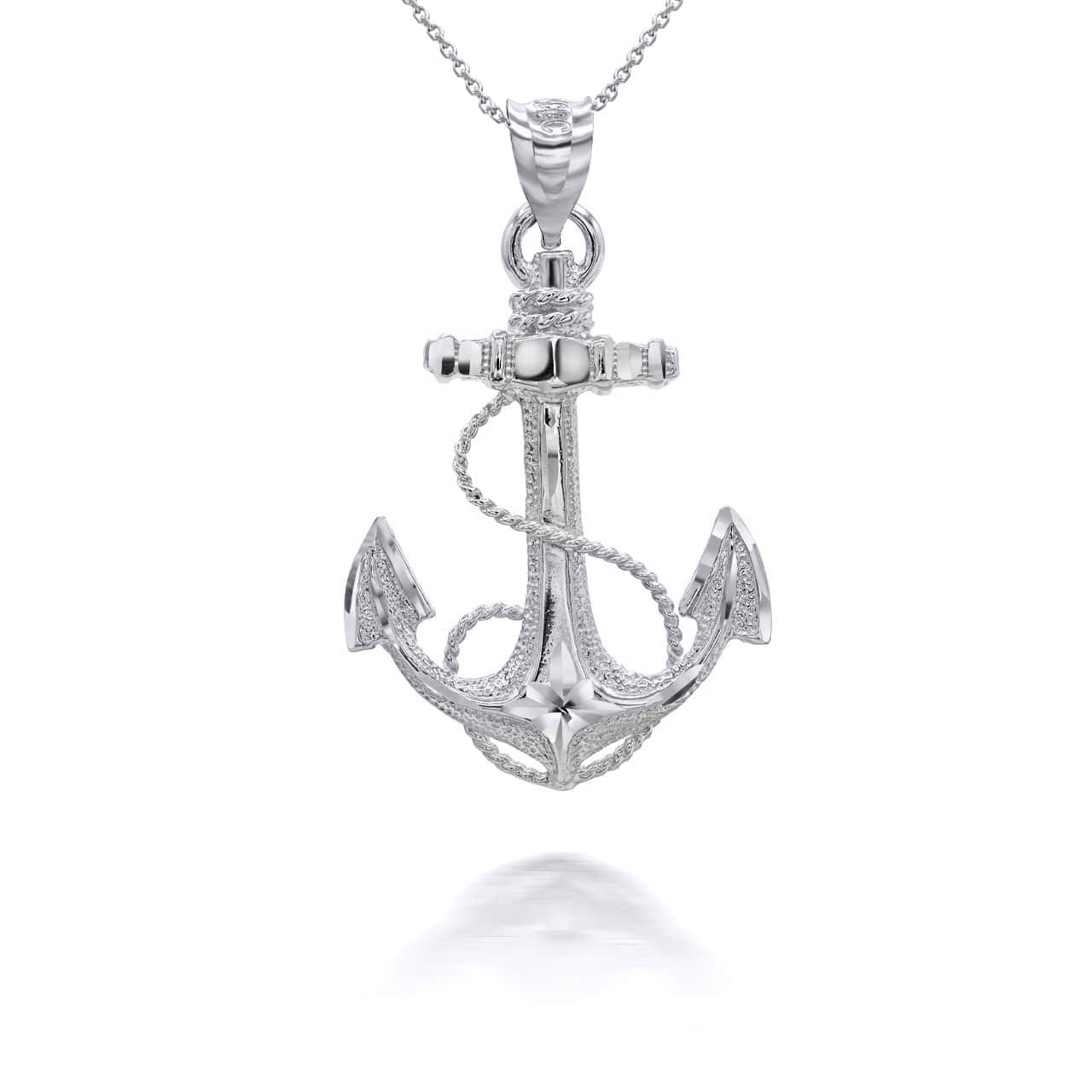 Solid Gold Sea Anchor Pendant Necklace, view 4