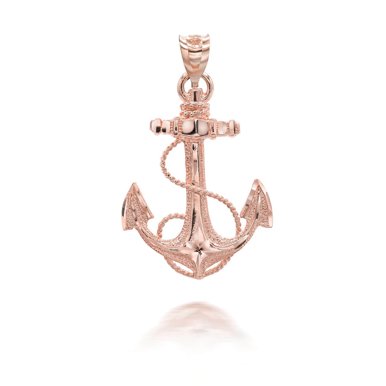 Solid Gold Sea Anchor Pendant Necklace, view 8