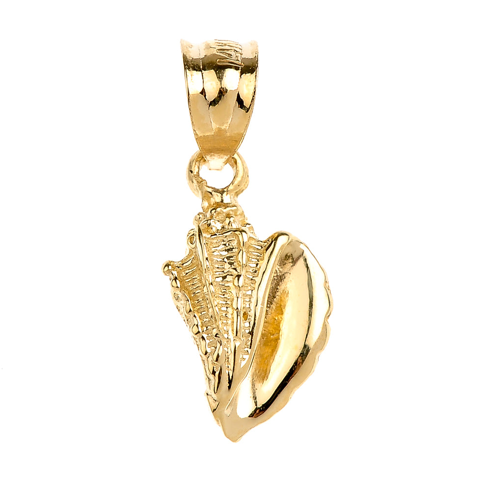Solid Gold Seashell Beach Pendant Necklace