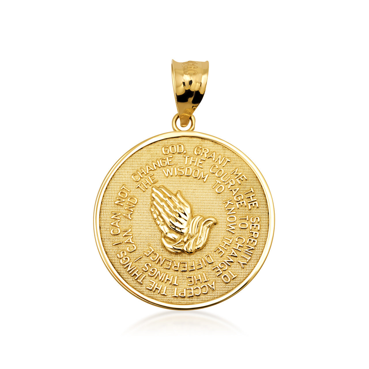 Solid Gold Serenity Prayer Medallion Necklace, view 7