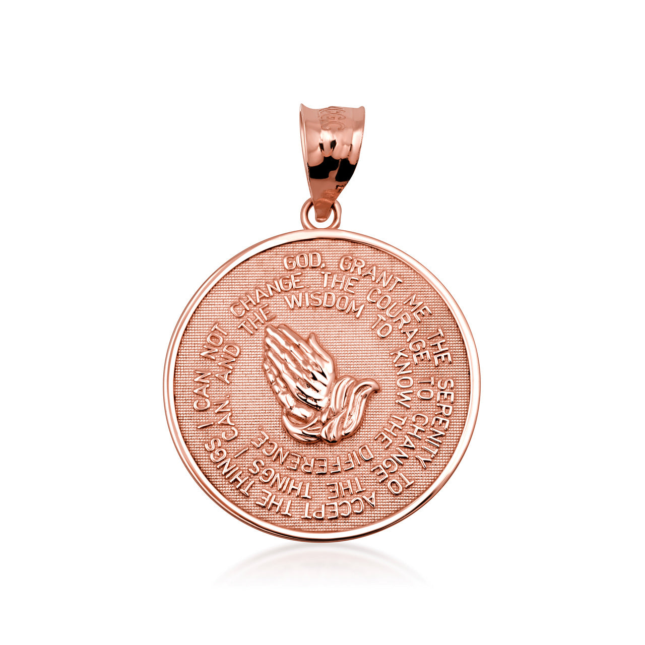 Solid Gold Serenity Prayer Medallion Necklace, view 12
