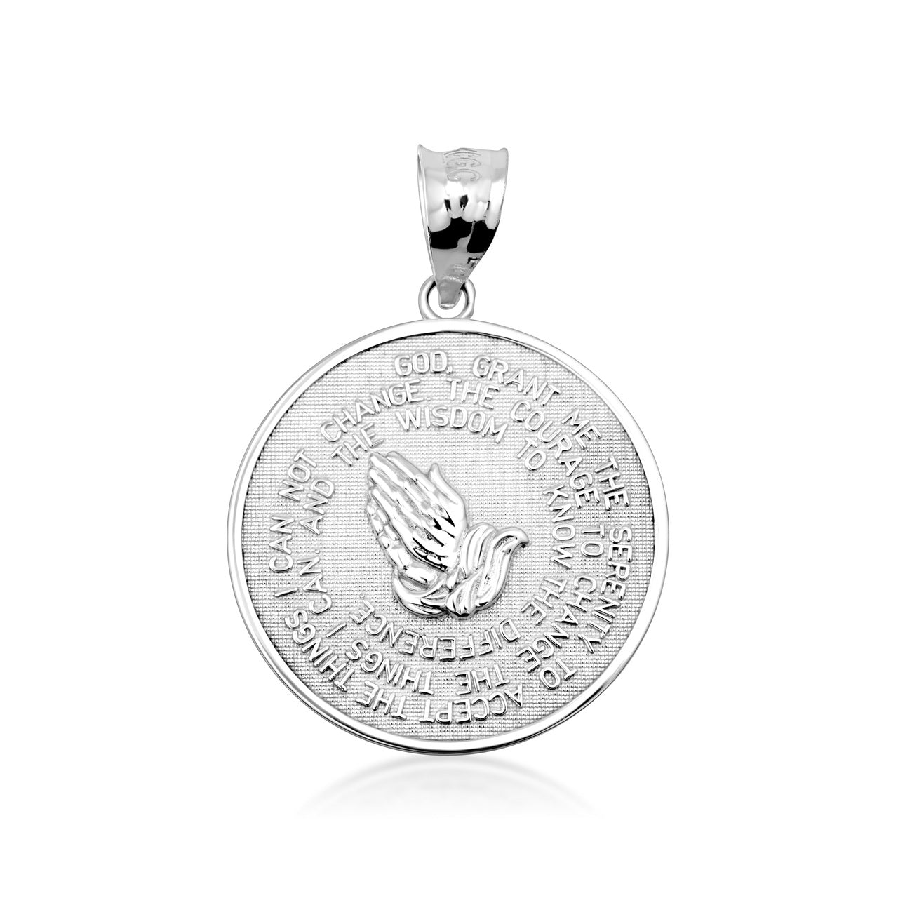 Solid Gold Serenity Prayer Medallion Necklace, view 14