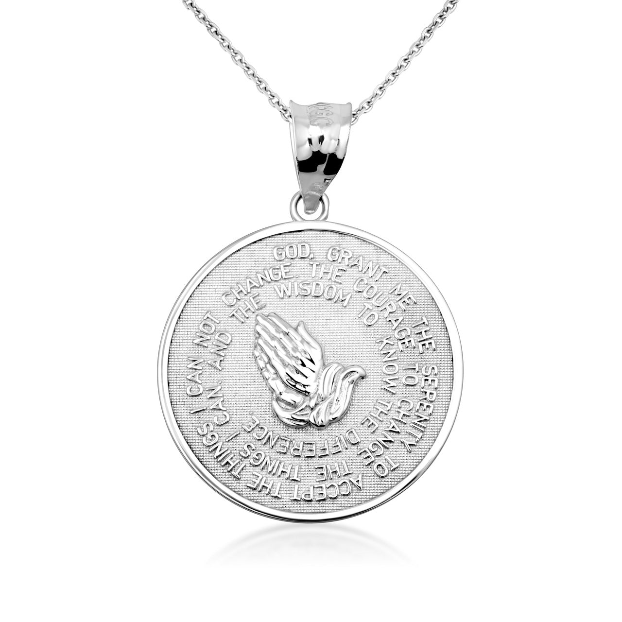 Solid Gold Serenity Prayer Medallion Necklace, view 15