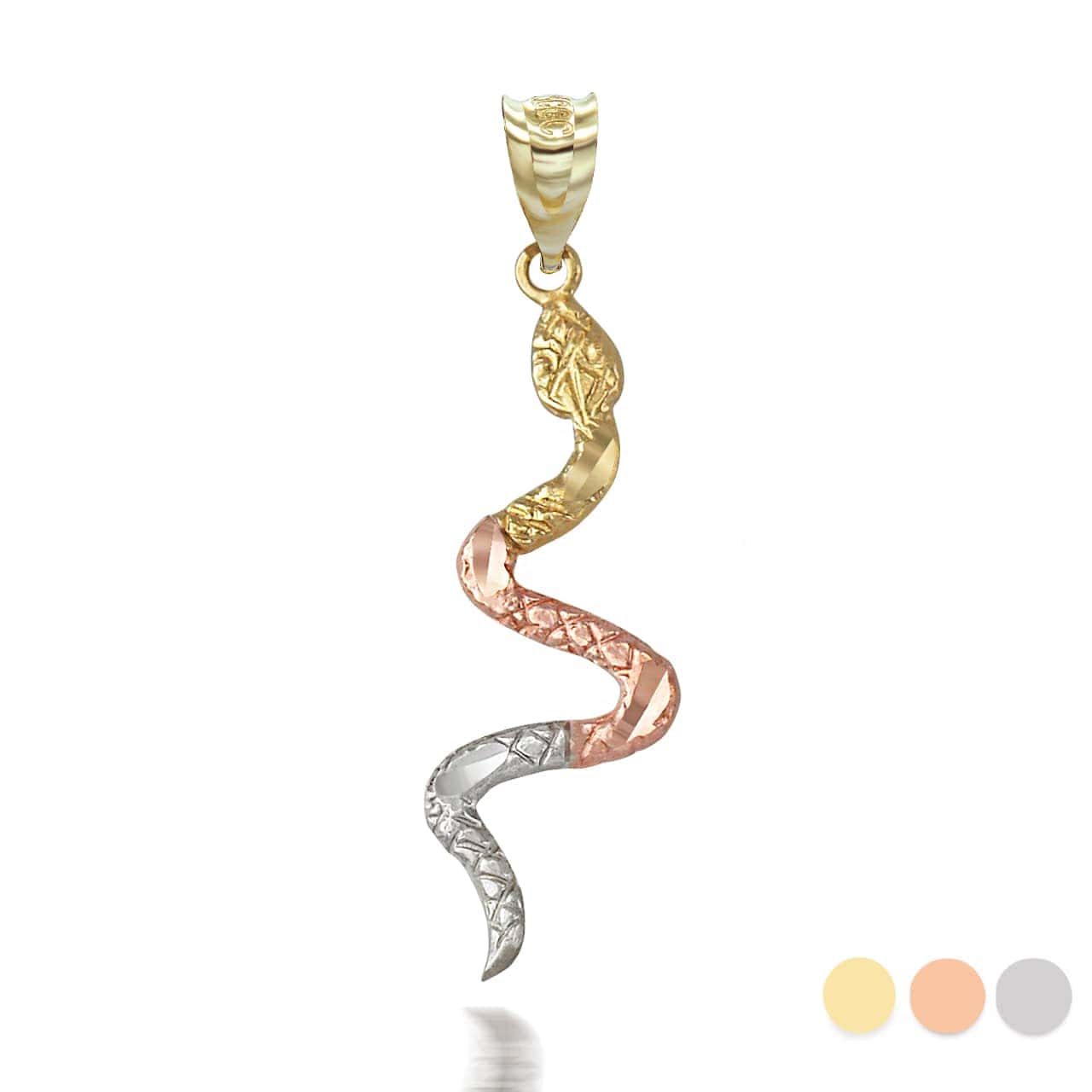 Solid Gold Serpent Snake Animal Charm Pendant Necklace