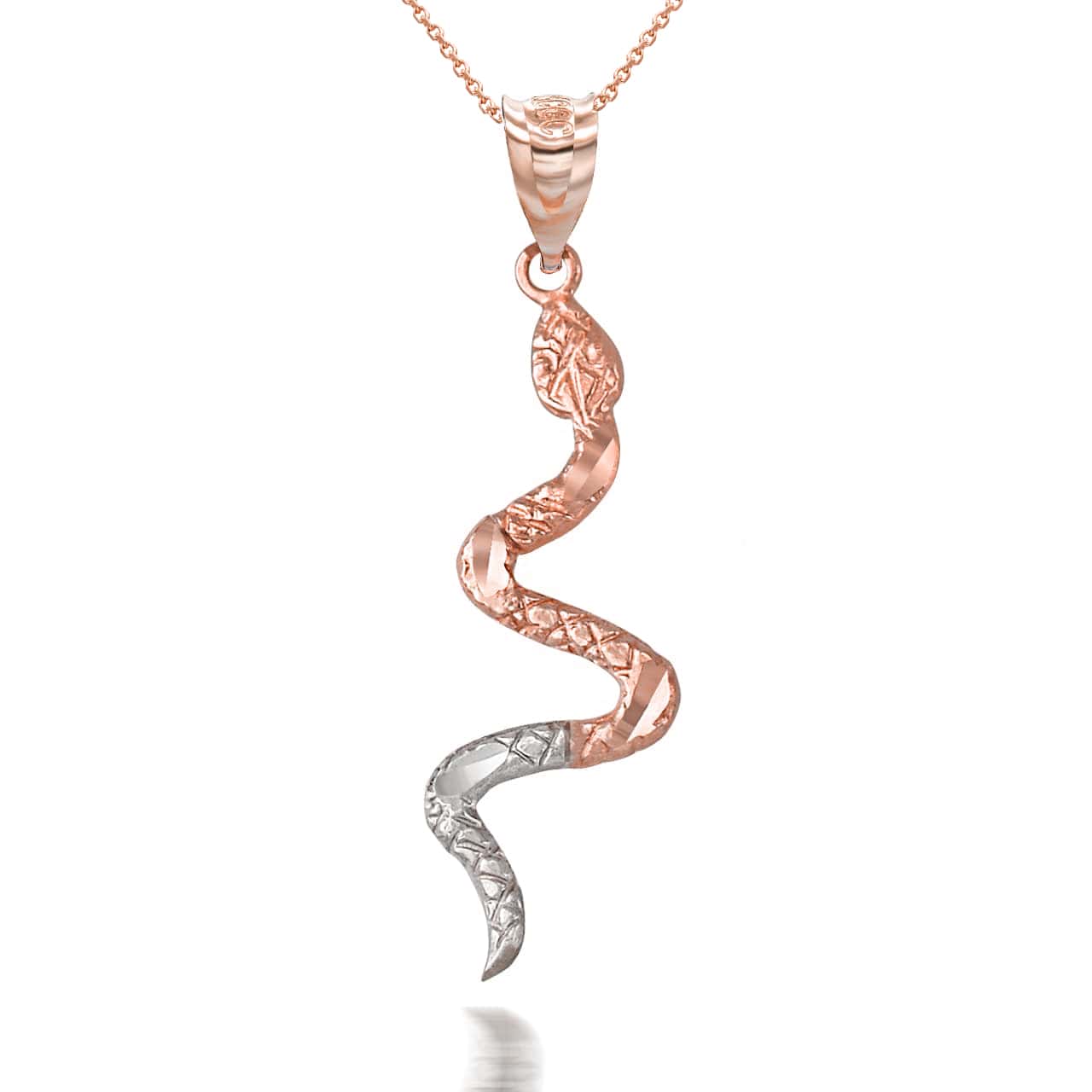 Solid Gold Serpent Snake Animal Charm Pendant Necklace, view 6