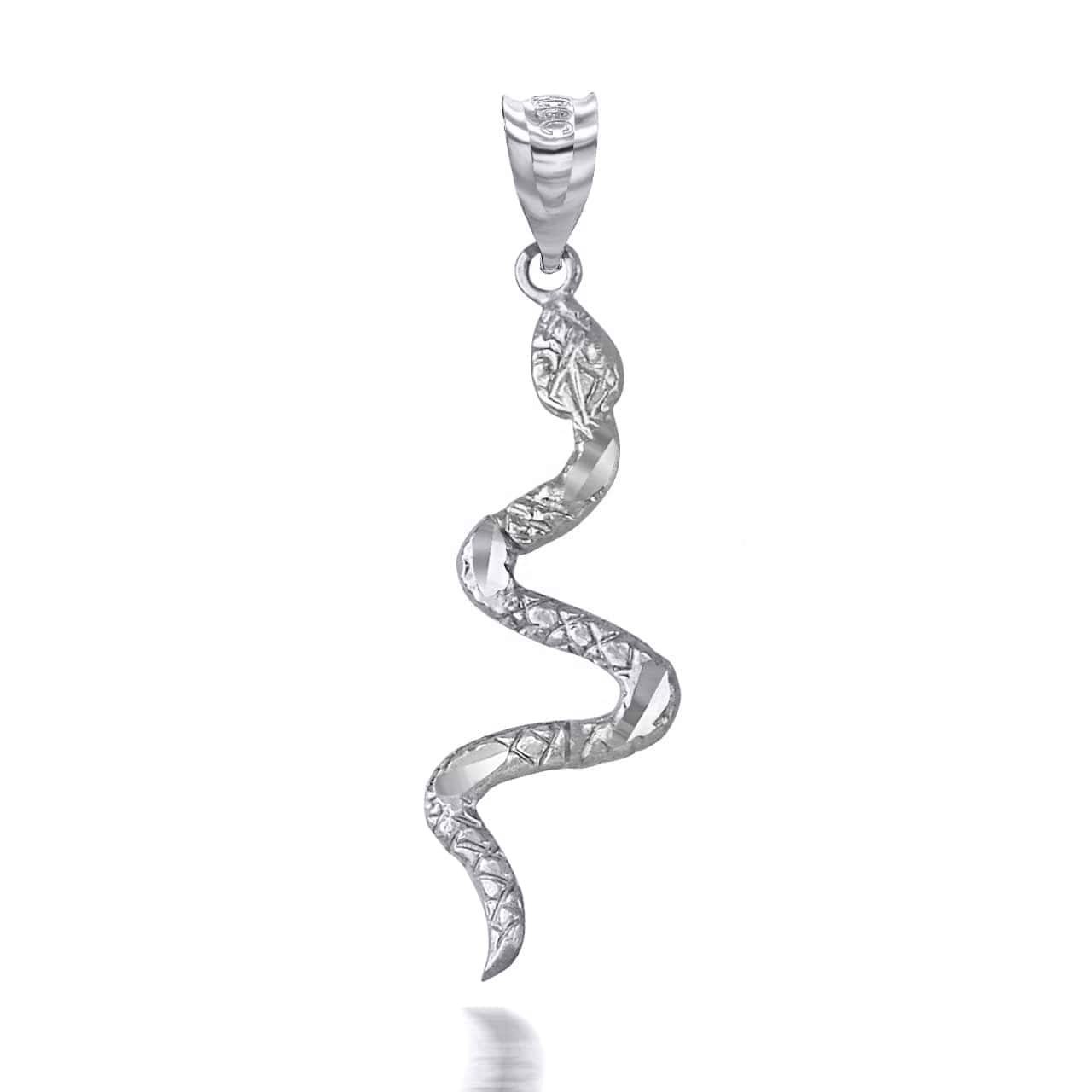 Solid Gold Serpent Snake Animal Charm Pendant Necklace, view 7