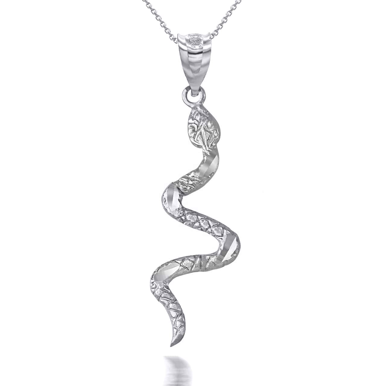 Solid Gold Serpent Snake Animal Charm Pendant Necklace, view 8