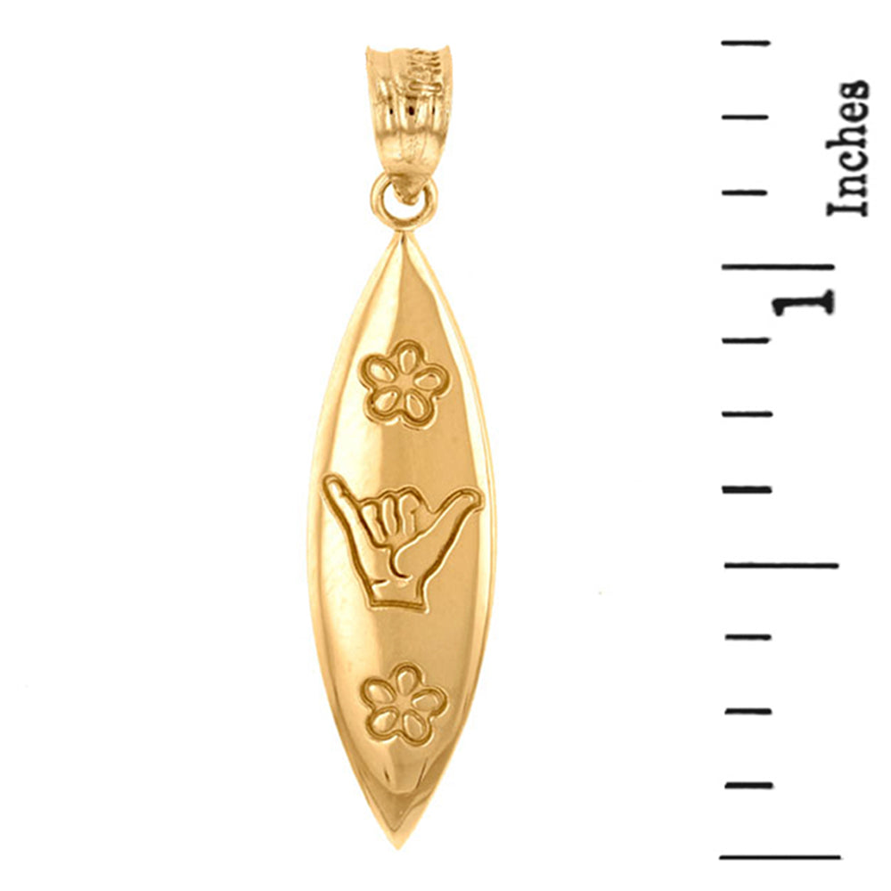 Solid Gold Shaka Hawaiian Hand Sign Pendant Necklace, view 2
