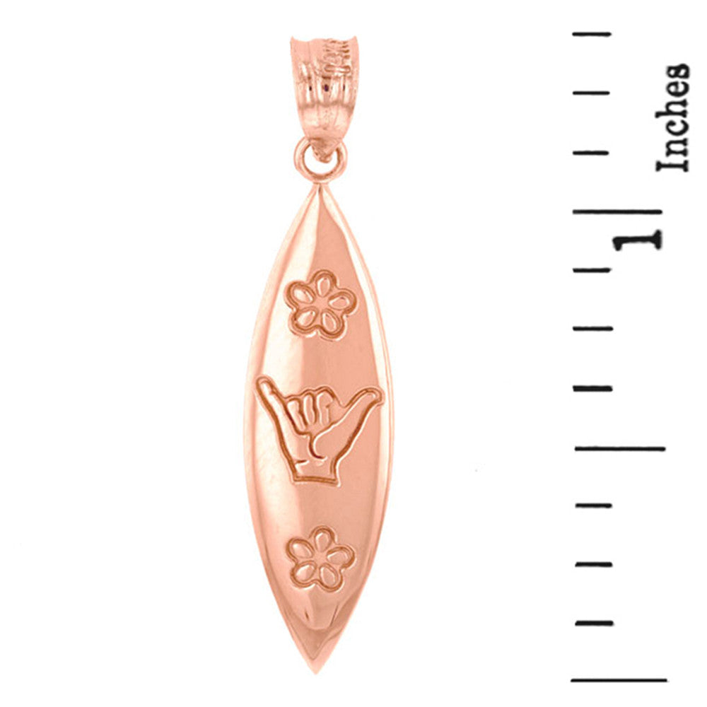 Solid Gold Shaka Hawaiian Hand Sign Pendant Necklace, view 4