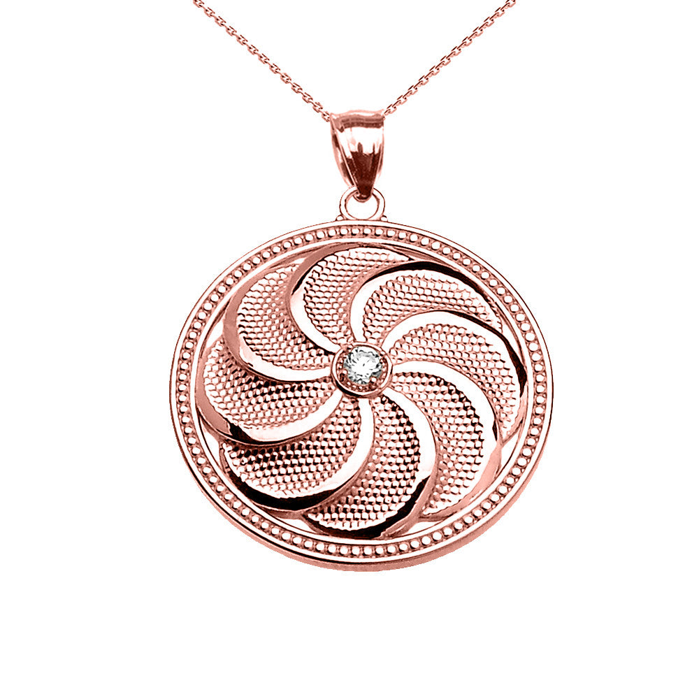 Solid Gold Shield Armenian Eternity Diamond Pendant Necklace, view 2