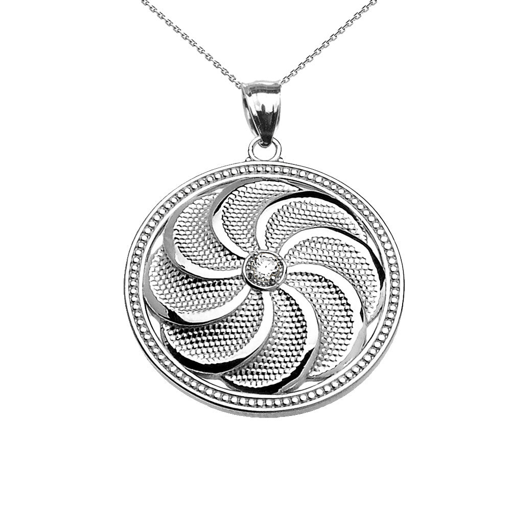 Solid Gold Shield Armenian Eternity Diamond Pendant Necklace, view 3