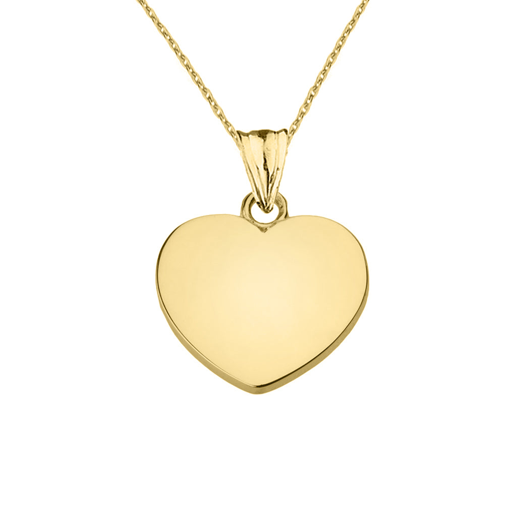 Solid Gold Simple Heart Pendant Necklace