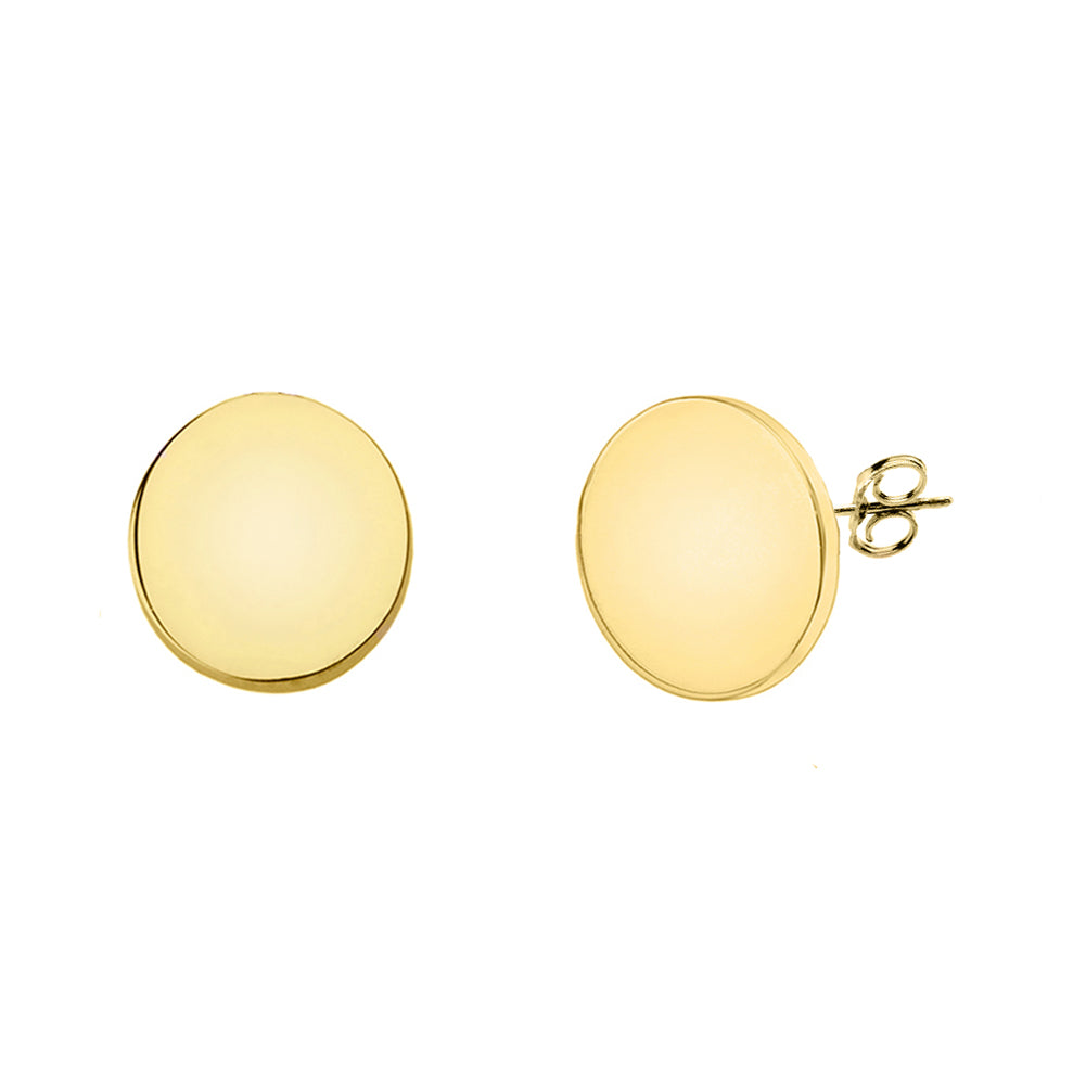 Solid Gold Simple Round Earrings, view 5