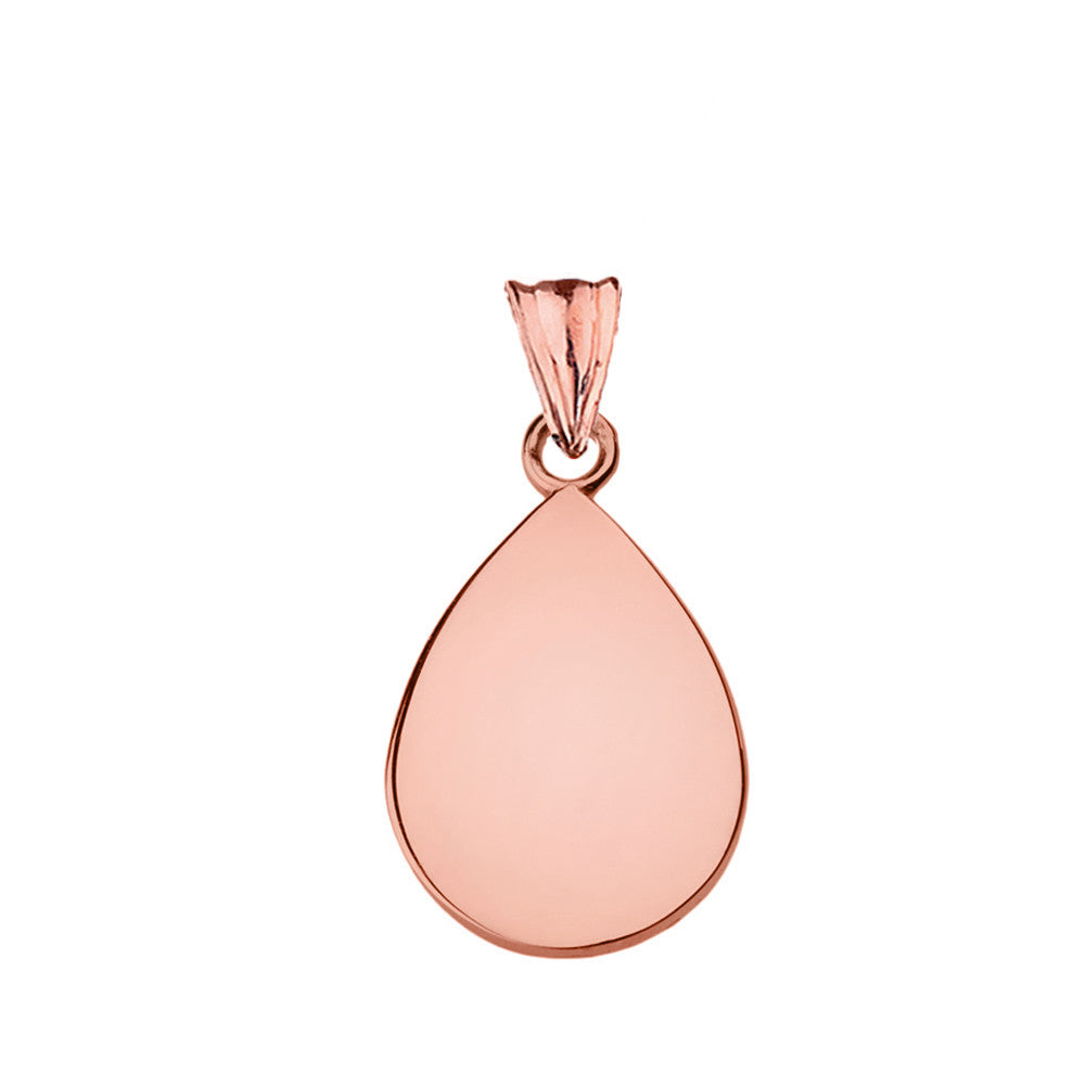 Solid Gold Simple Tear Drop Pendant Necklace, view 2