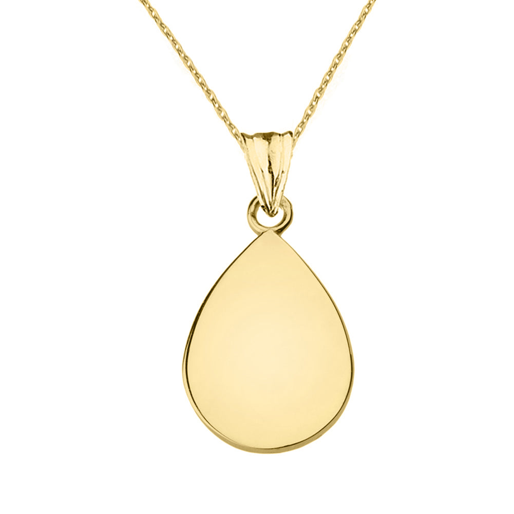 Solid Gold Simple Tear Drop Pendant Necklace, view 4