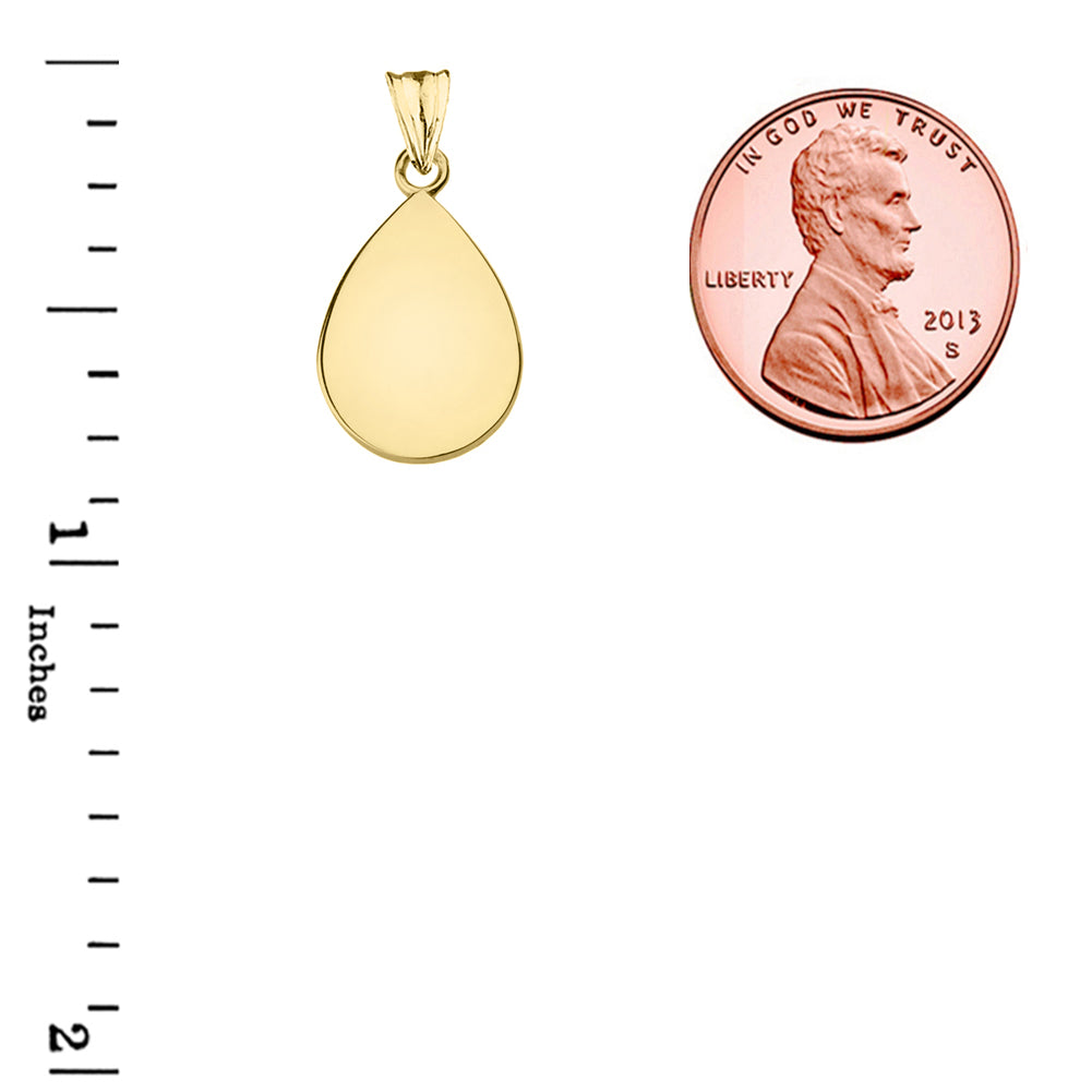 Solid Gold Simple Tear Drop Pendant Necklace, view 5
