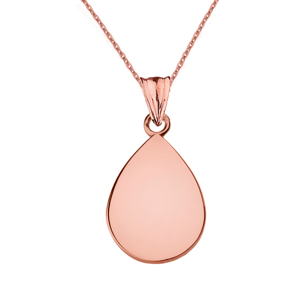 Solid Gold Simple Tear Drop Pendant Necklace, view 6