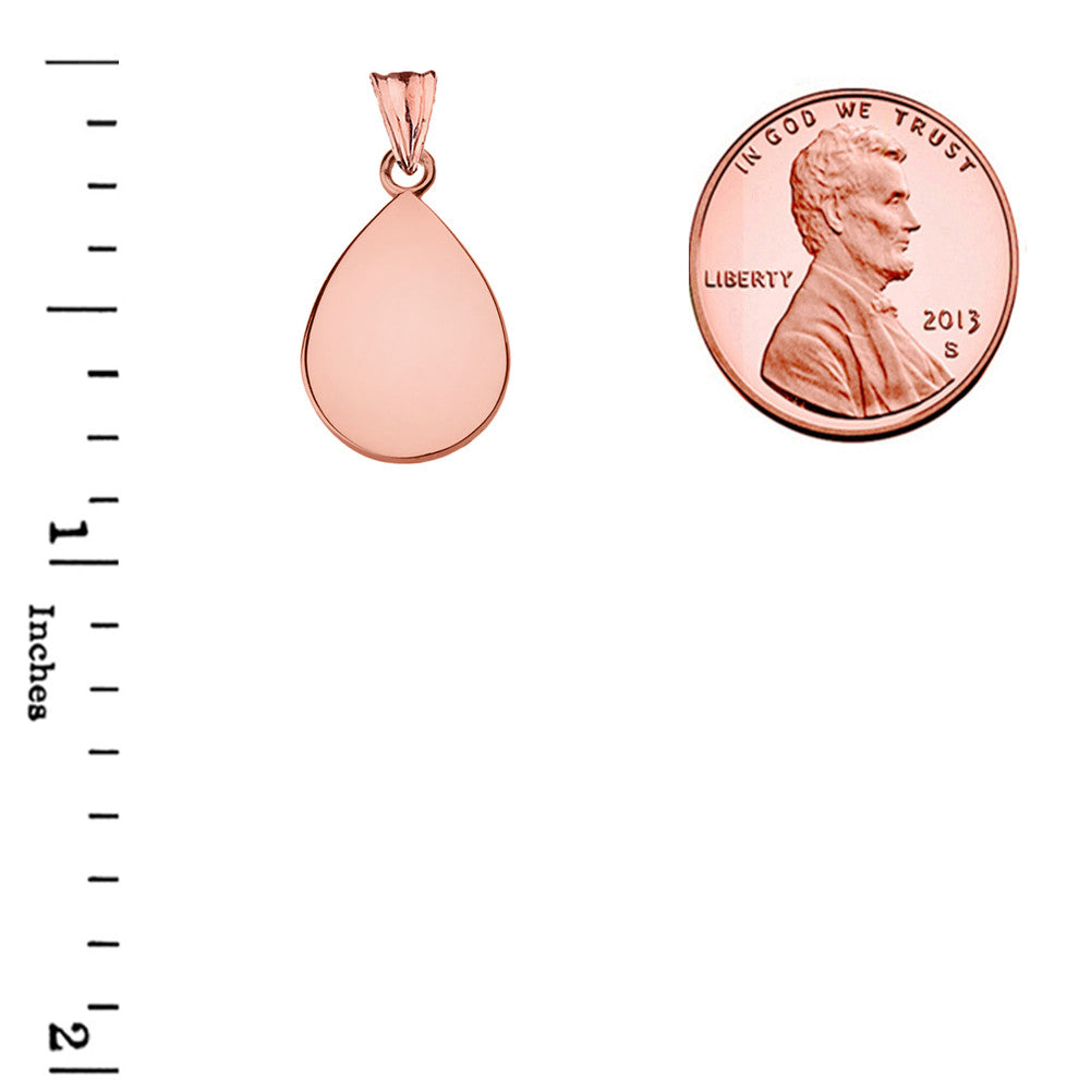 Solid Gold Simple Tear Drop Pendant Necklace, view 7