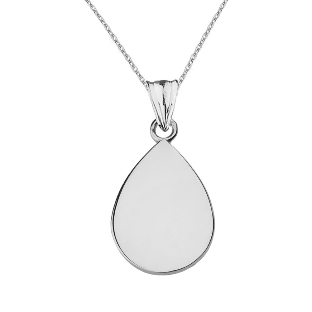 Solid Gold Simple Tear Drop Pendant Necklace, view 8