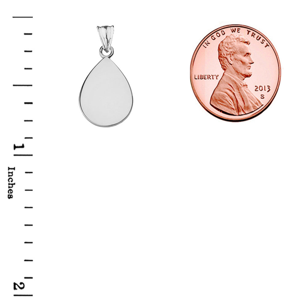 Solid Gold Simple Tear Drop Pendant Necklace, view 9