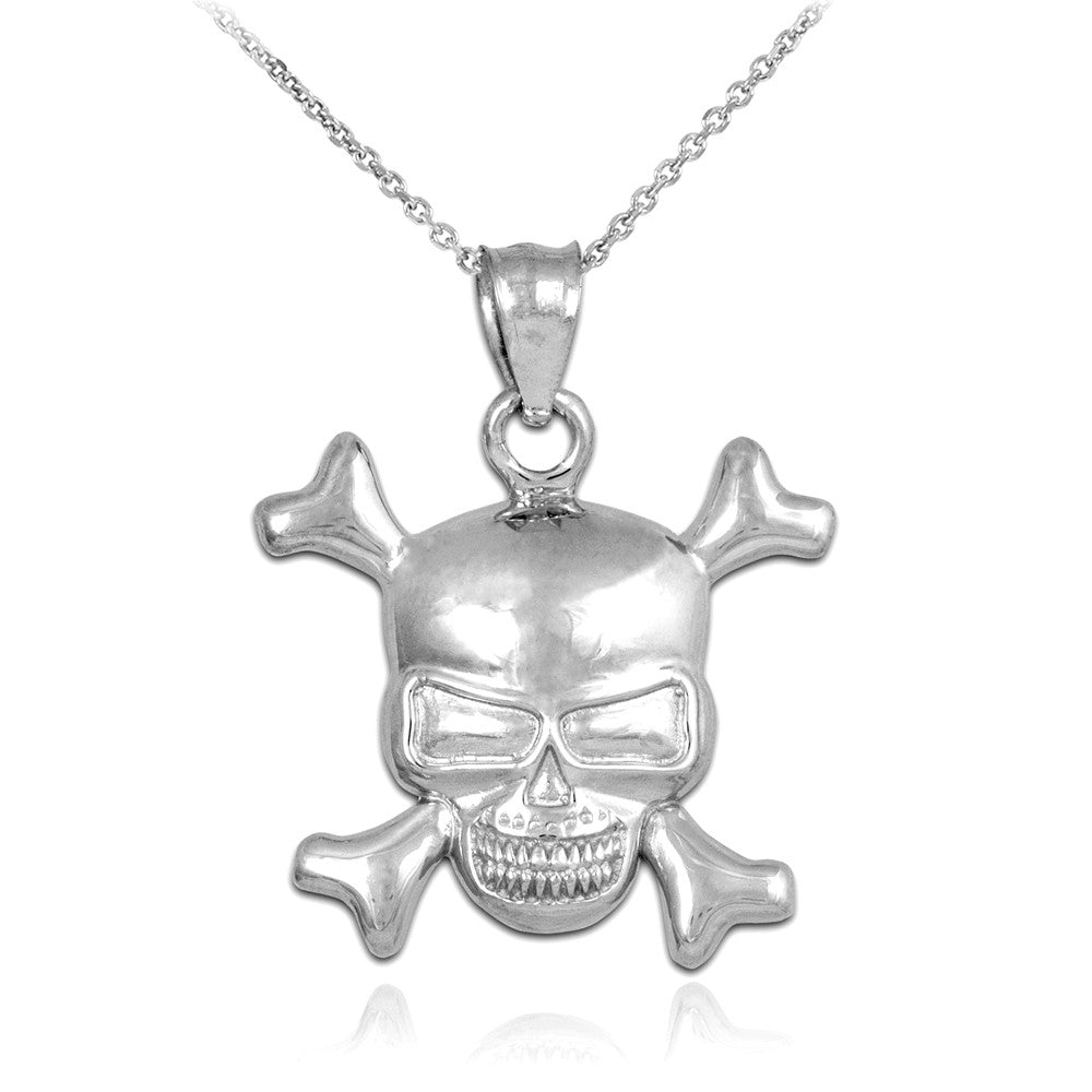 Solid Gold Skull and Bones Pendant Necklace, view 4