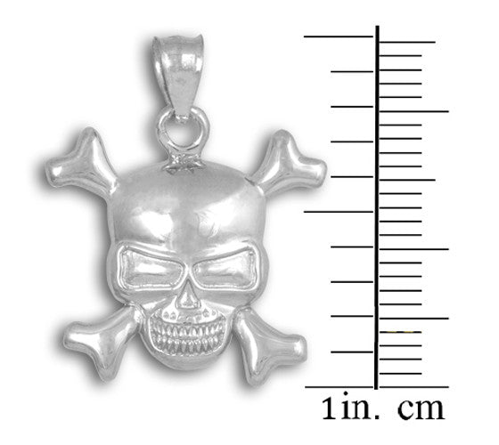 Solid Gold Skull and Bones Pendant Necklace, view 5