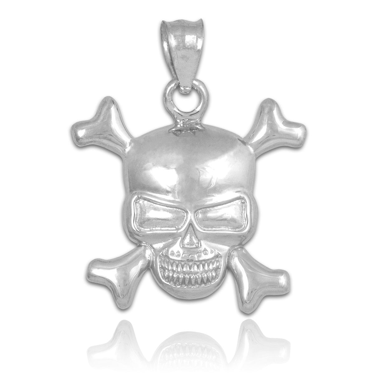 Solid Gold Skull and Bones Pendant Necklace, view 6