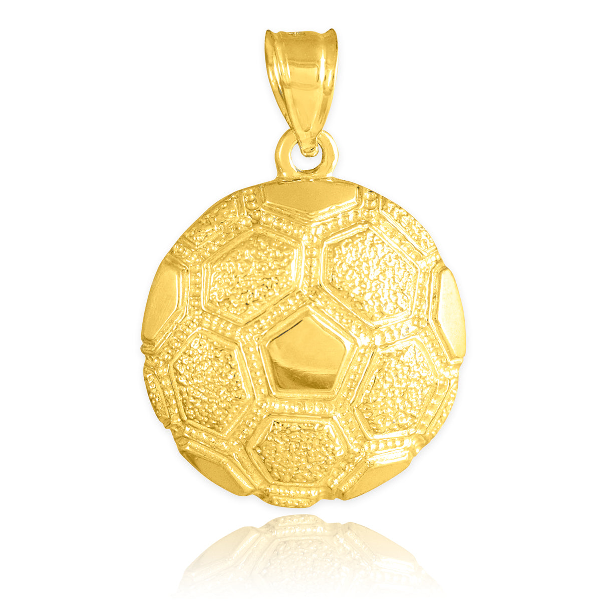 Solid Gold Soccer Ball Fútbol Sports Textured Pendant Necklace, view 2