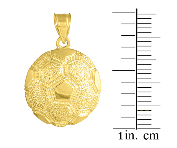 Solid Gold Soccer Ball Fútbol Sports Textured Pendant Necklace, view 3