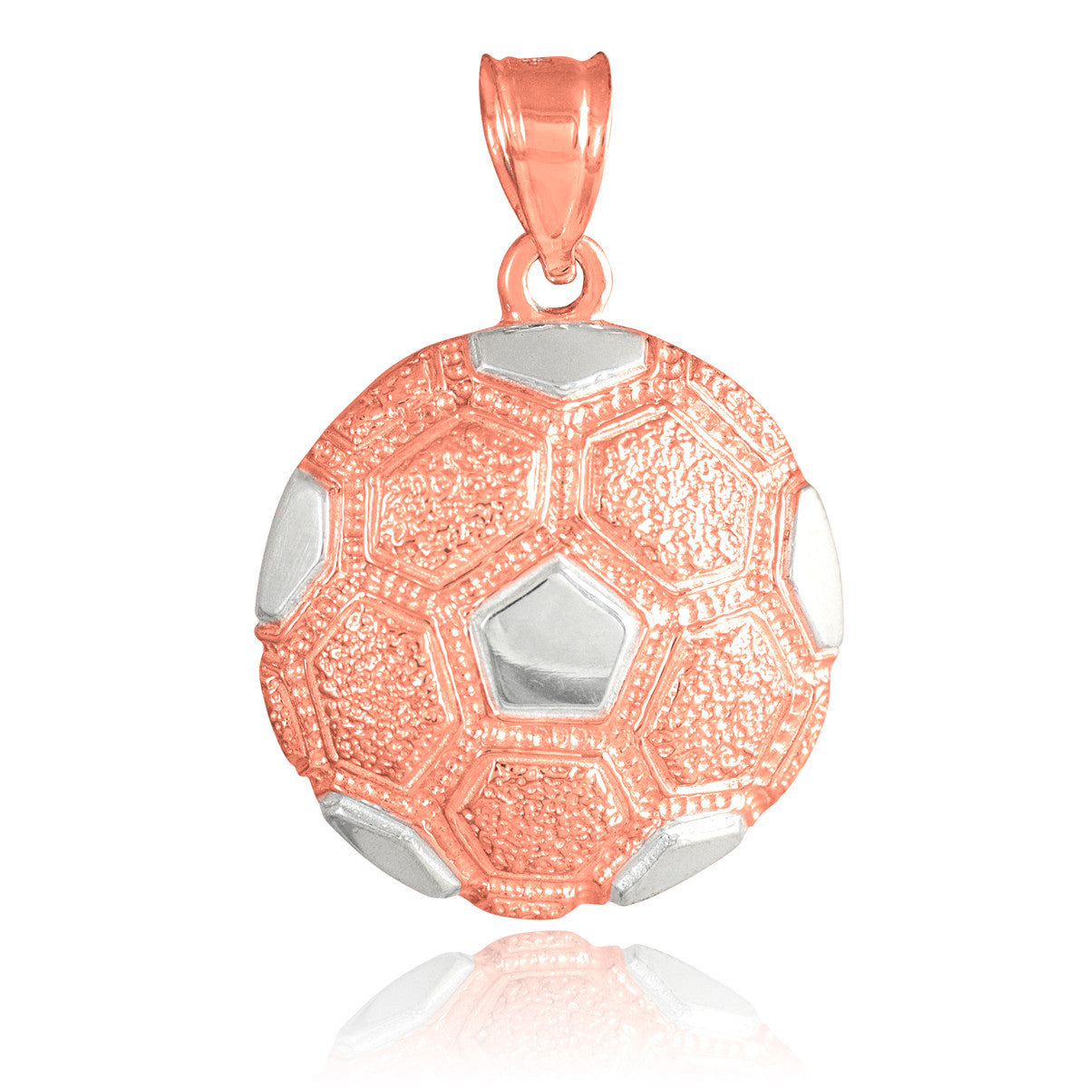 Solid Gold Soccer Ball Fútbol Sports Textured Pendant Necklace, view 5