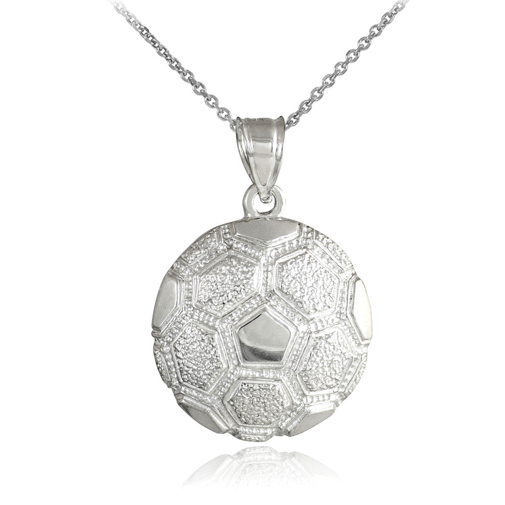 Solid Gold Soccer Ball Fútbol Sports Textured Pendant Necklace, view 6
