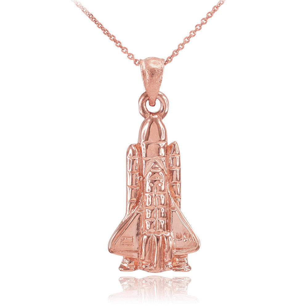Solid Gold Space Shuttle Pendant Necklace, view 2