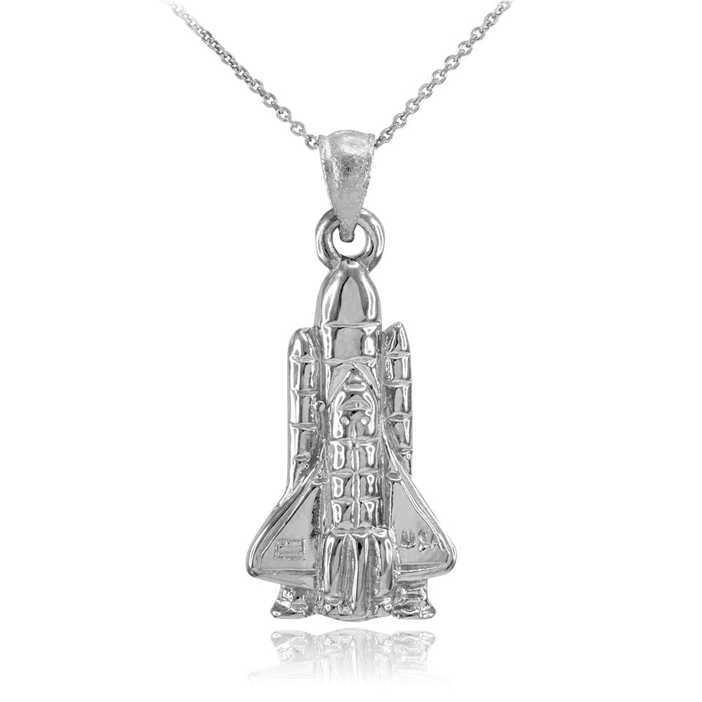 Solid Gold Space Shuttle Pendant Necklace, view 3