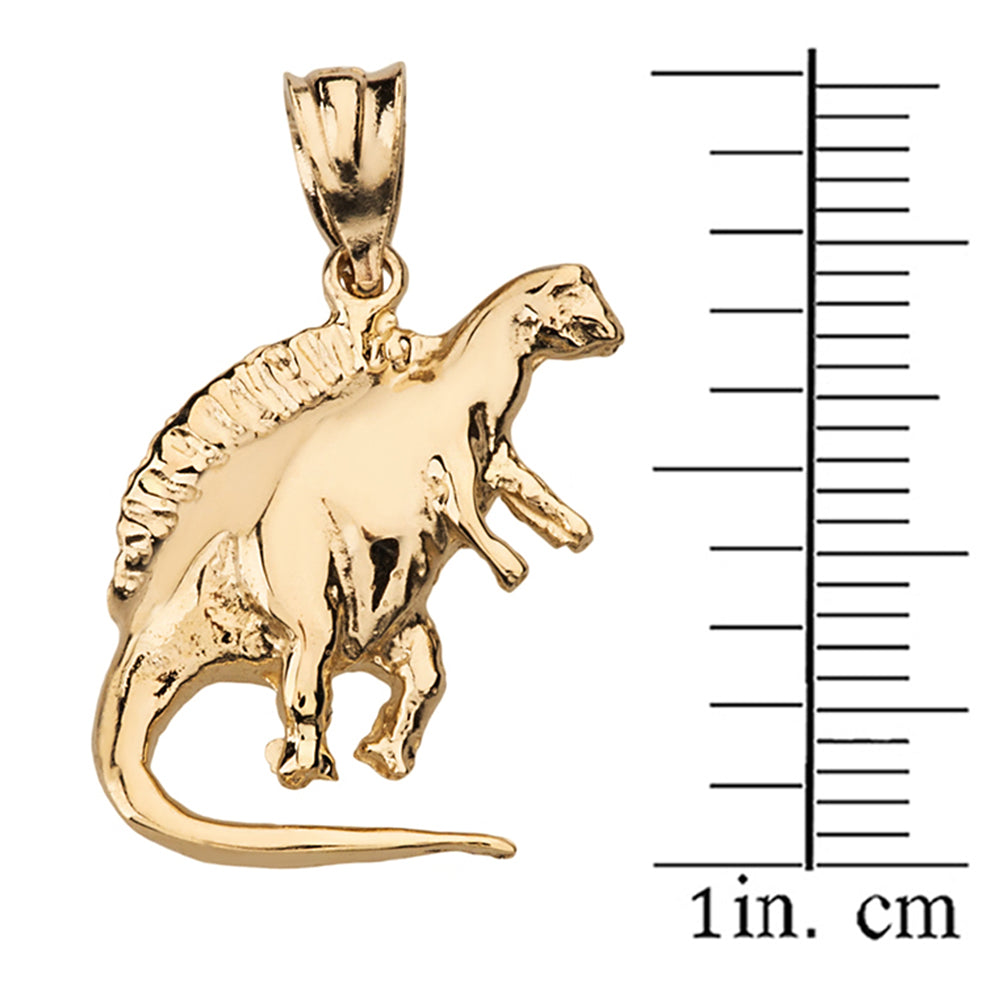 Solid Gold Spinosaurus Dinosaur Pendant Necklace, view 3