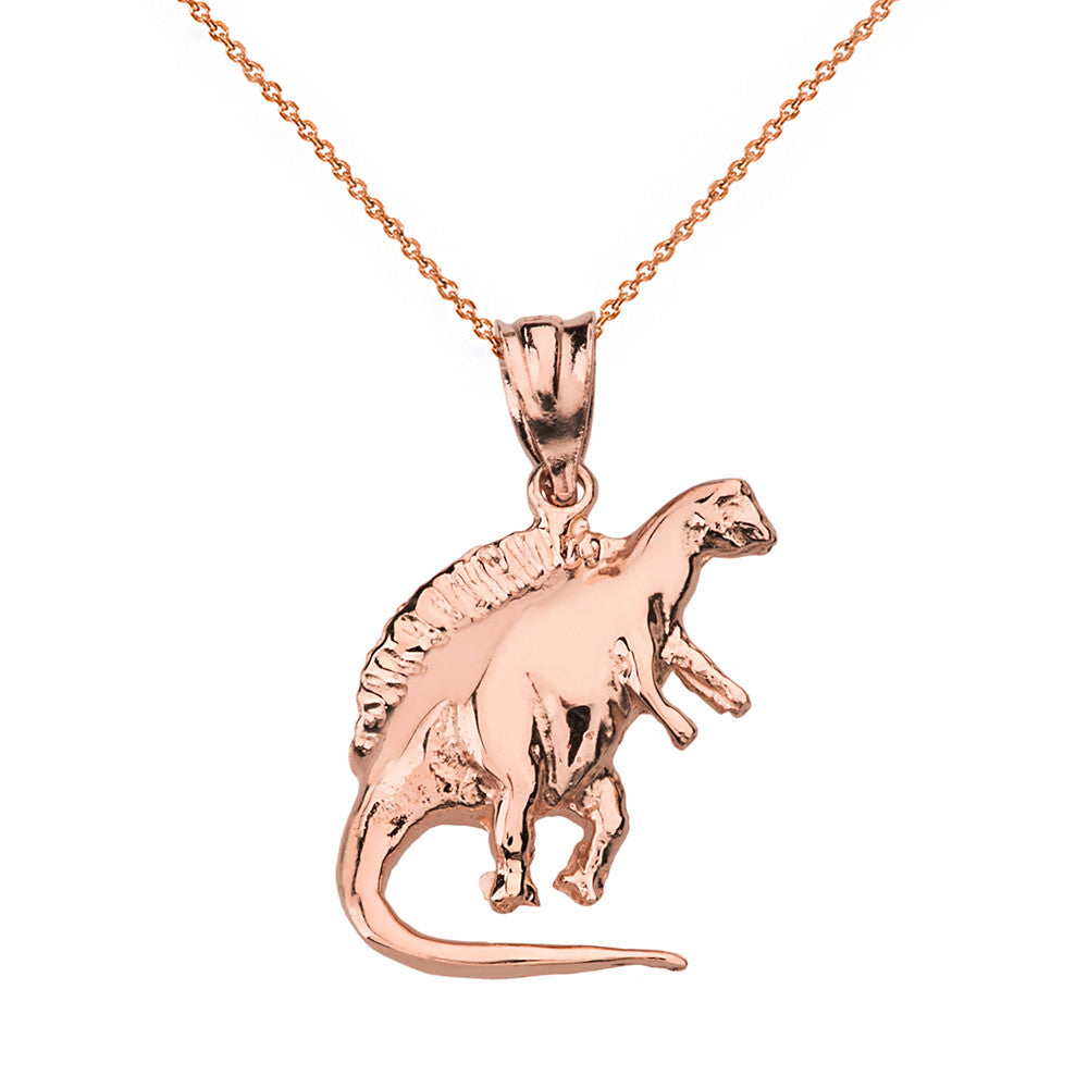 Solid Gold Spinosaurus Dinosaur Pendant Necklace, view 4