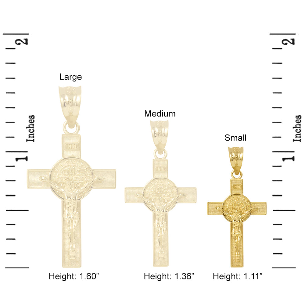 Solid Gold St. Benedict Crucifix Pendant Necklace (1.10"), view 8