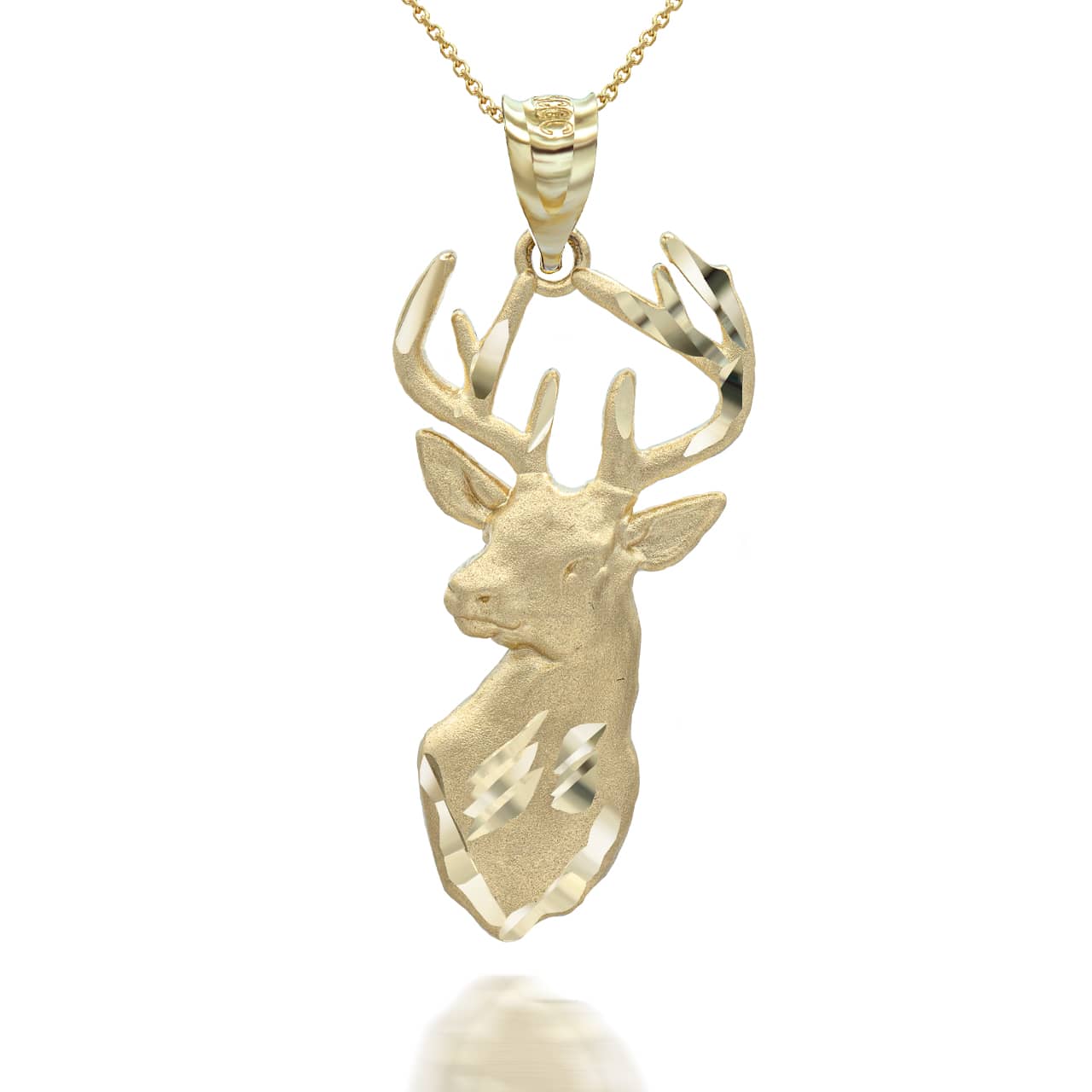 Solid Gold Stag Head Pendant Necklace, view 4