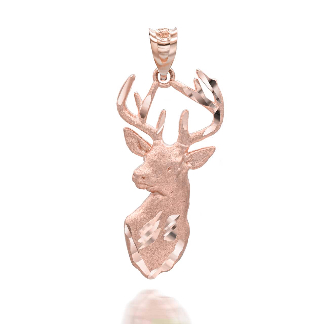 Solid Gold Stag Head Pendant Necklace, view 5