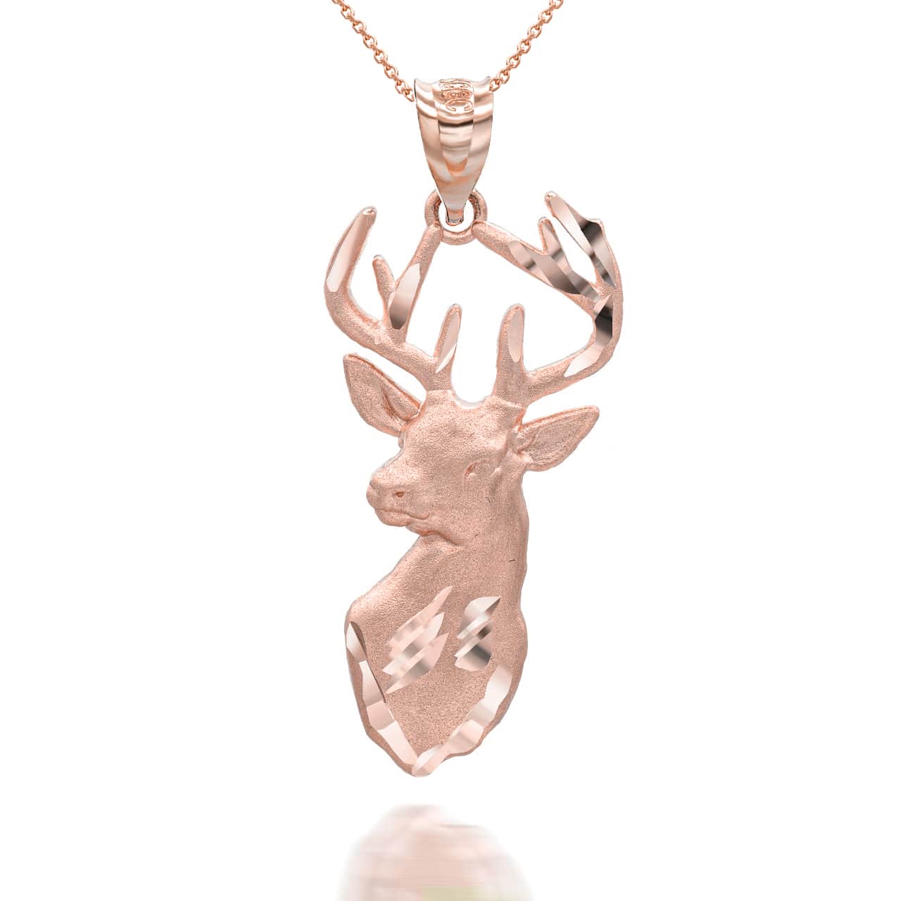 Solid Gold Stag Head Pendant Necklace, view 6