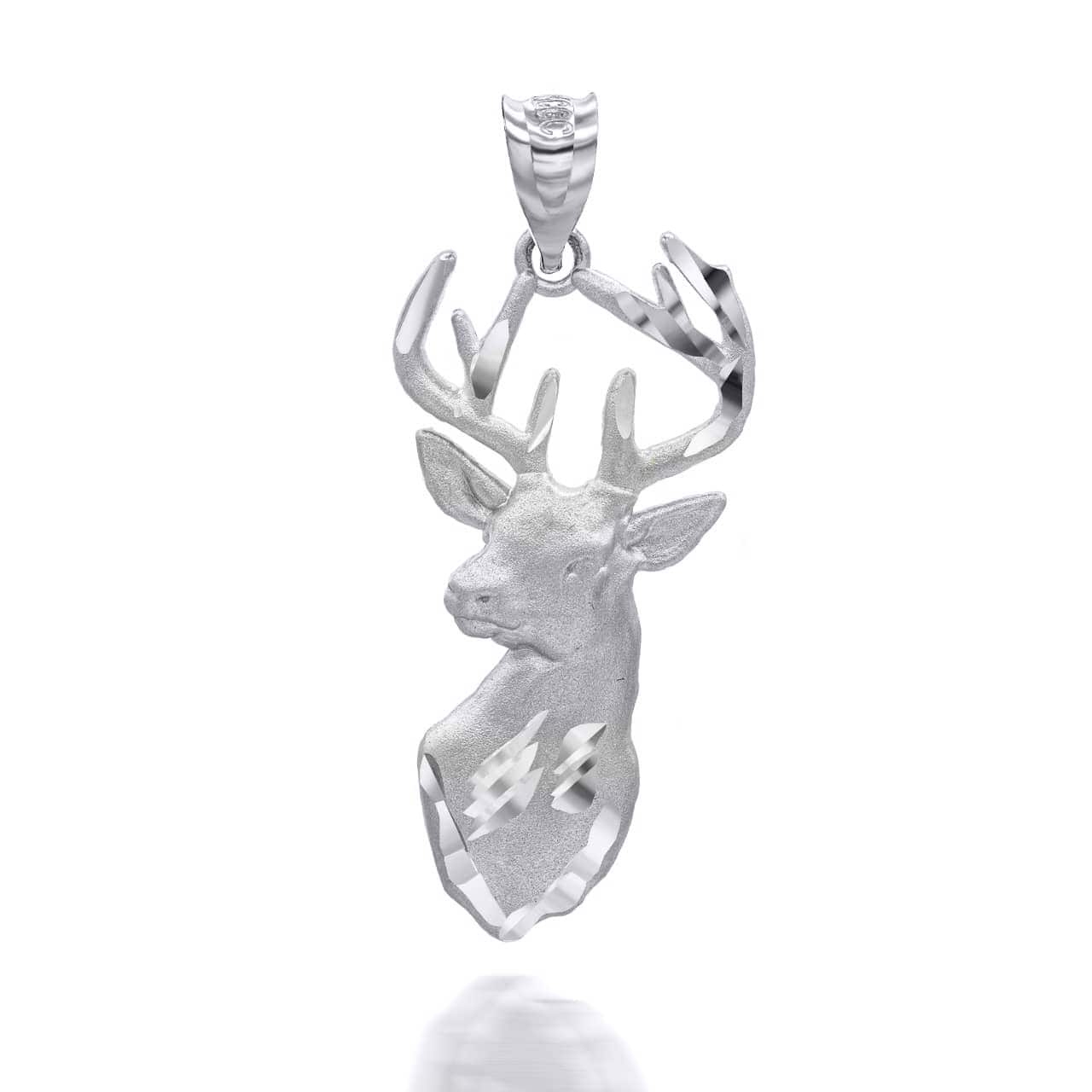 Solid Gold Stag Head Pendant Necklace, view 7