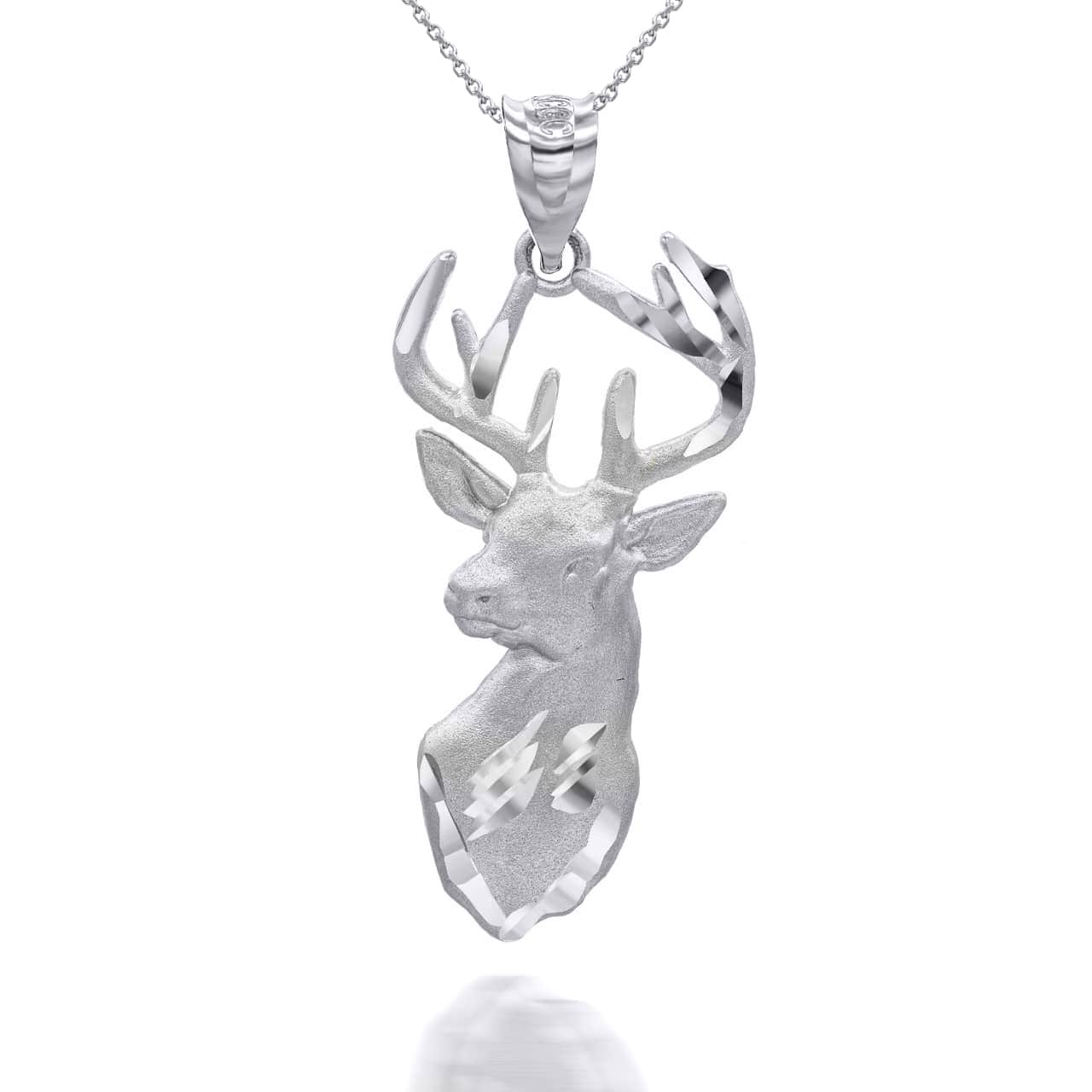 Solid Gold Stag Head Pendant Necklace, view 8