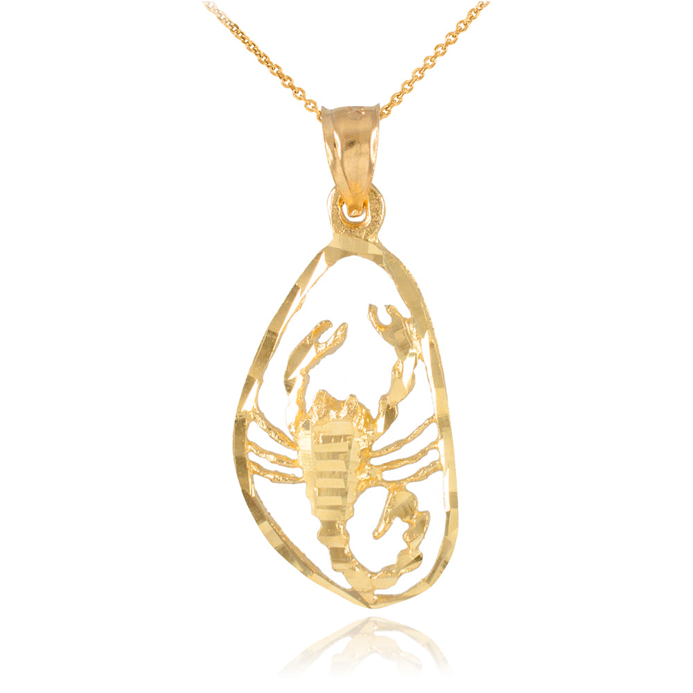 Solid Gold Stunning Scorpio Zodiac Charm Scorpion Pendant Necklace